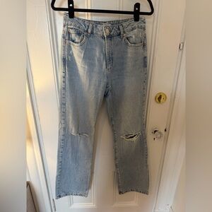 Garage Light Blue Distressed Straight Leg Jeans